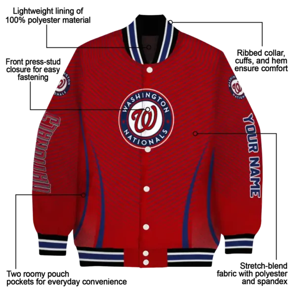 custom washington nationals chevron arrow red varsity jacket new arrival