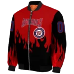 custom washington nationals flame border red black bomber jacket best selling