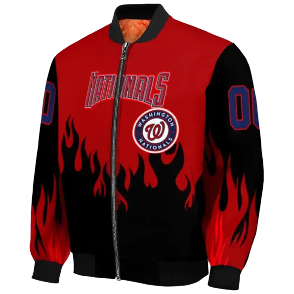 custom washington nationals flame border red black bomber jacket best selling