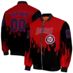 custom washington nationals flame border red black bomber jacket best selling