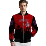 custom washington nationals flame border red black bomber jacket best selling