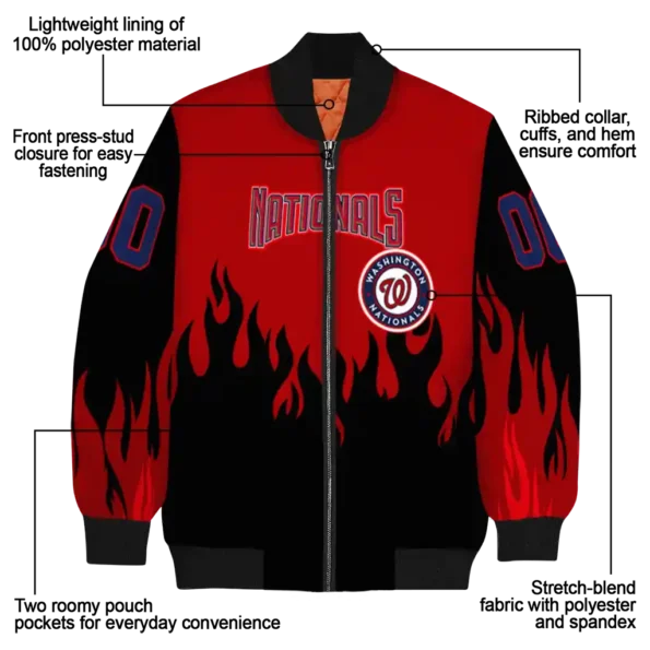 custom washington nationals flame border red black bomber jacket new arrival
