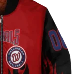 custom washington nationals flame border red black bomber jacket best selling