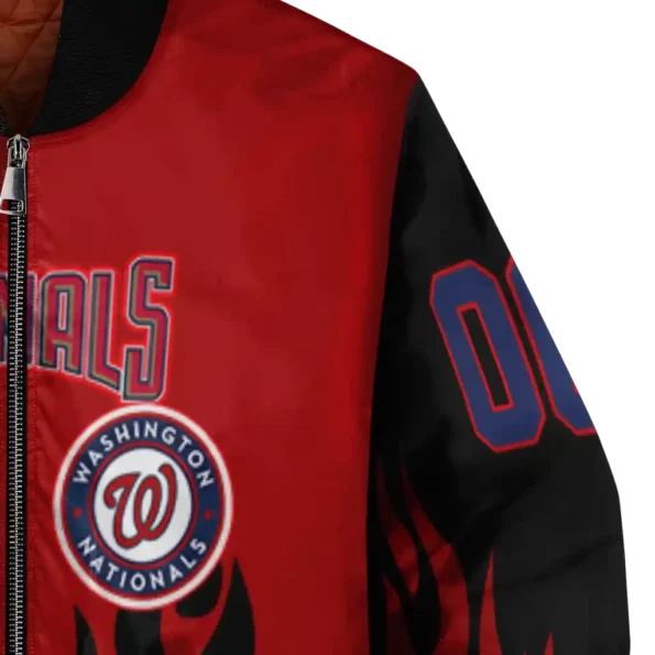 custom washington nationals flame border red black bomber jacket premium grade