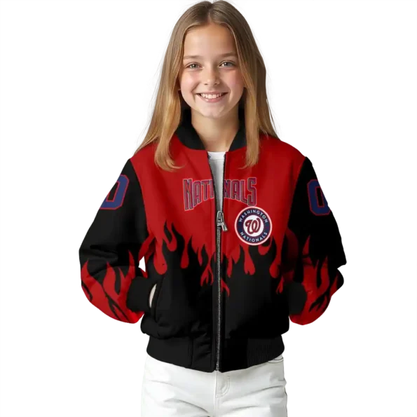 custom washington nationals flame border red black bomber jacket top rated