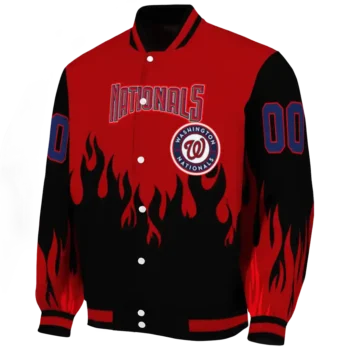 custom washington nationals flame border red black varsity jacket best selling