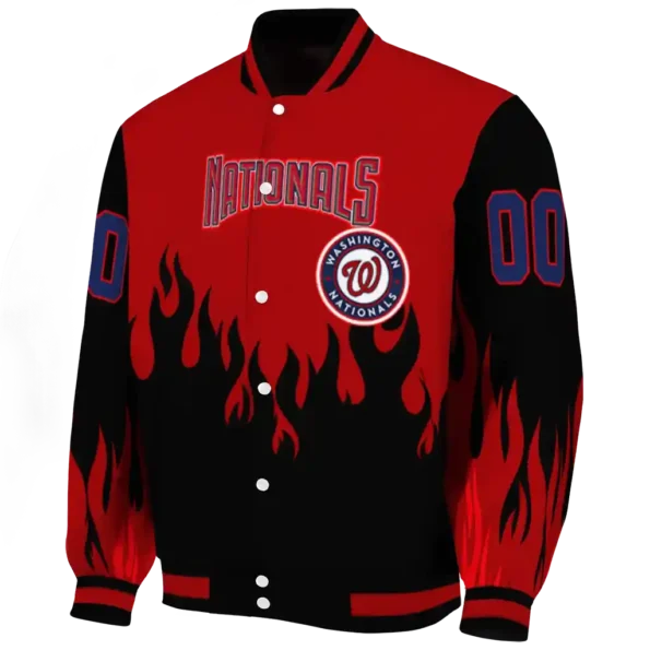 custom washington nationals flame border red black varsity jacket best selling