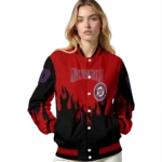 custom washington nationals flame border red black varsity jacket best selling