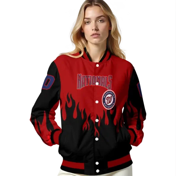custom washington nationals flame border red black varsity jacket latest model