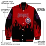 custom washington nationals flame border red black varsity jacket best selling