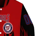 custom washington nationals flame border red black varsity jacket best selling