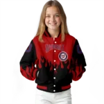 custom washington nationals flame border red black varsity jacket best selling