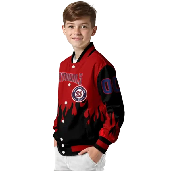 custom washington nationals flame border red black varsity jacket trendy