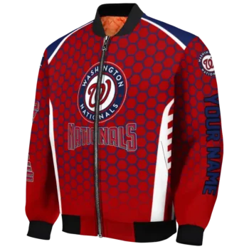 custom washington nationals hexagon grid red bomber jacket best selling