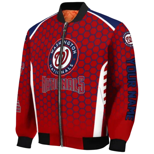 custom washington nationals hexagon grid red bomber jacket best selling