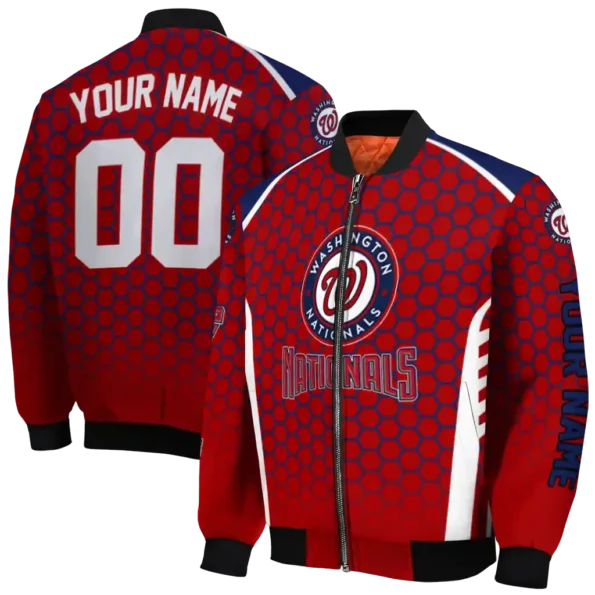 custom washington nationals hexagon grid red bomber jacket fashion forward