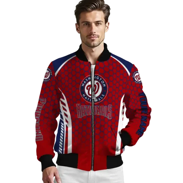 custom washington nationals hexagon grid red bomber jacket high quality