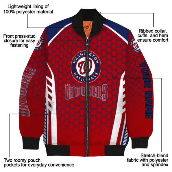 custom washington nationals hexagon grid red bomber jacket new arrival