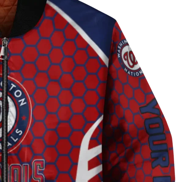 custom washington nationals hexagon grid red bomber jacket premium grade