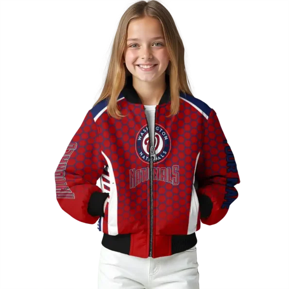 custom washington nationals hexagon grid red bomber jacket top rated