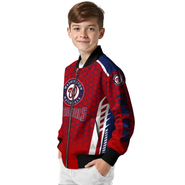 custom washington nationals hexagon grid red bomber jacket trendy