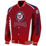custom washington nationals hexagon grid red varsity jacket best selling