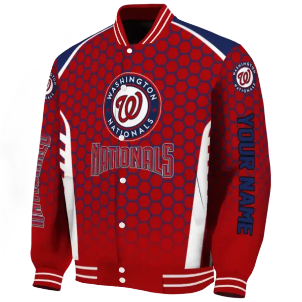 custom washington nationals hexagon grid red varsity jacket best selling