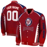custom washington nationals hexagon grid red varsity jacket best selling
