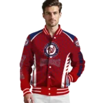 custom washington nationals hexagon grid red varsity jacket best selling