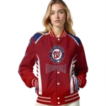 custom washington nationals hexagon grid red varsity jacket best selling