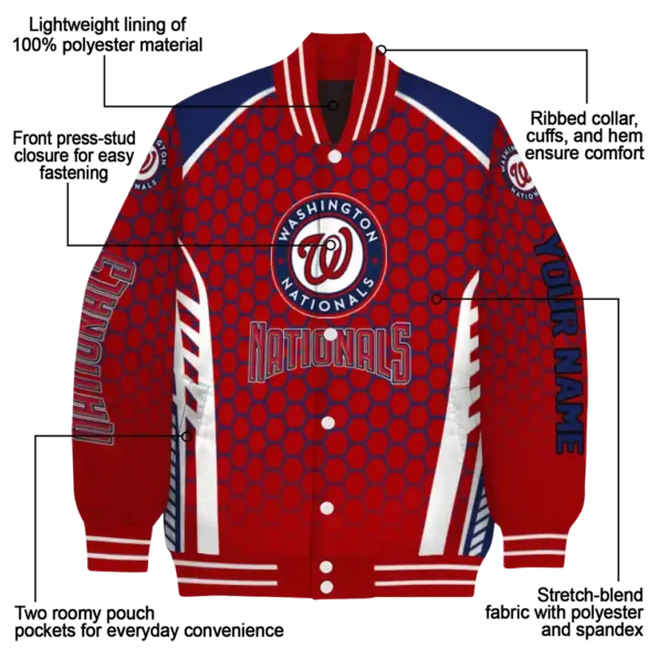 custom washington nationals hexagon grid red varsity jacket new arrival