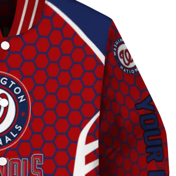 custom washington nationals hexagon grid red varsity jacket premium grade
