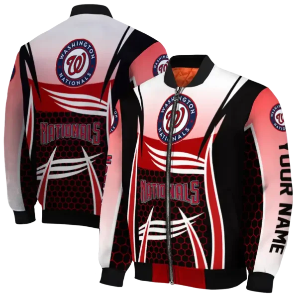 custom washington nationals mesh effect red black bomber jacket fashion forward