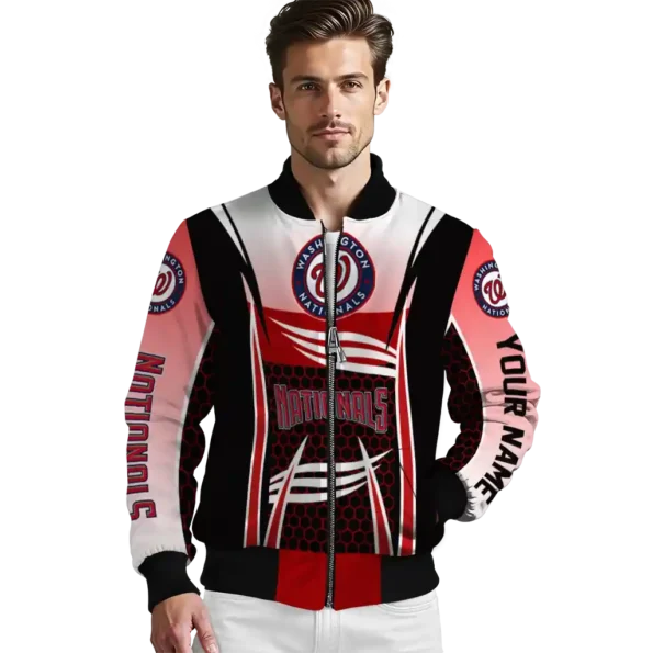 custom washington nationals mesh effect red black bomber jacket high quality