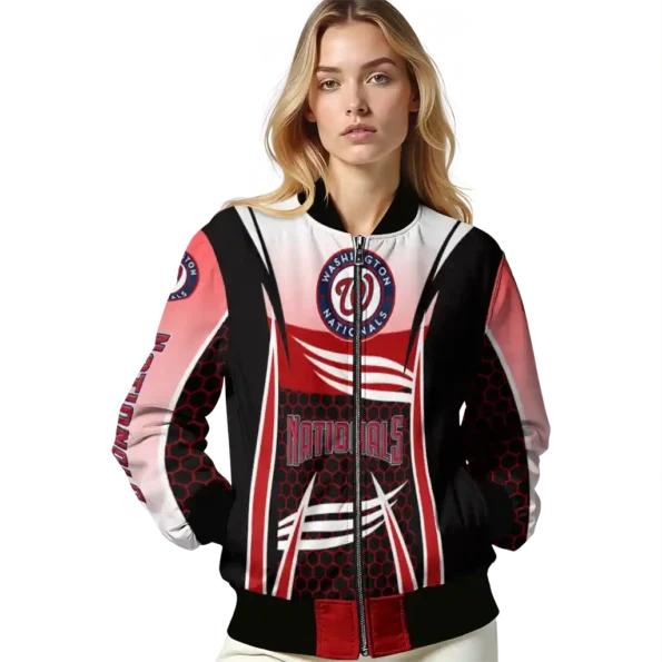 custom washington nationals mesh effect red black bomber jacket latest model