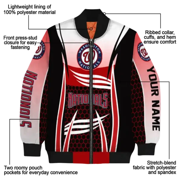 custom washington nationals mesh effect red black bomber jacket new arrival