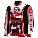 custom washington nationals mesh effect red black varsity jacket best selling