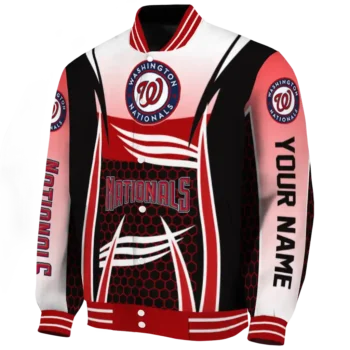 custom washington nationals mesh effect red black varsity jacket best selling