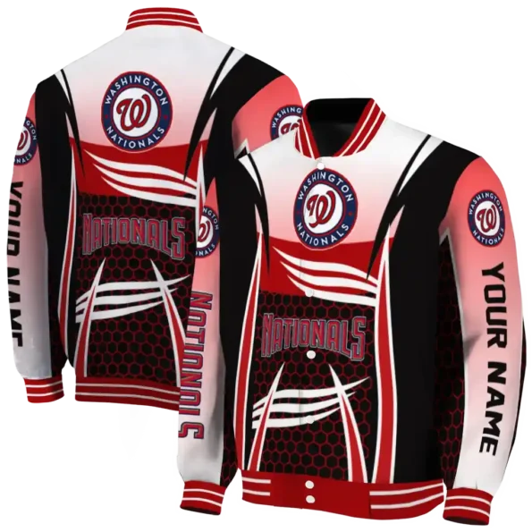 custom washington nationals mesh effect red black varsity jacket fashion forward