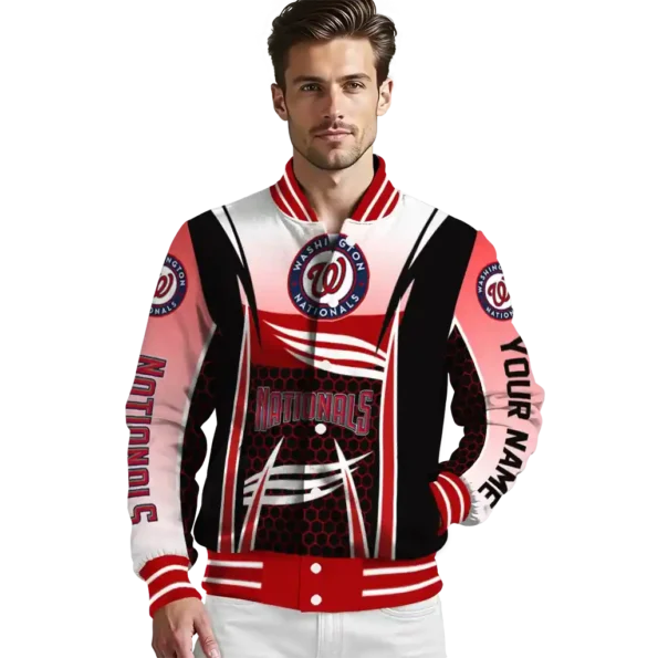 custom washington nationals mesh effect red black varsity jacket high quality