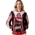 custom washington nationals mesh effect red black varsity jacket best selling