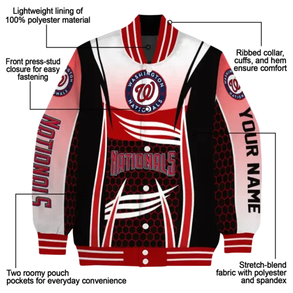 custom washington nationals mesh effect red black varsity jacket new arrival