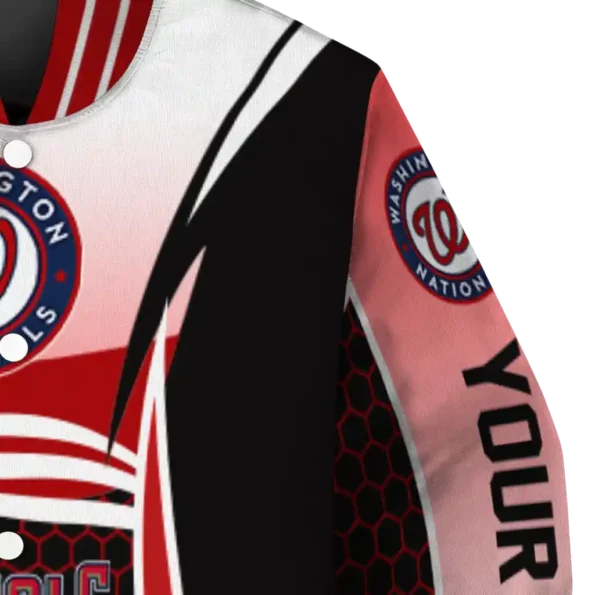 custom washington nationals mesh effect red black varsity jacket premium grade