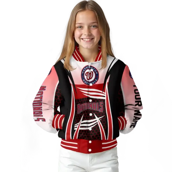 custom washington nationals mesh effect red black varsity jacket top rated
