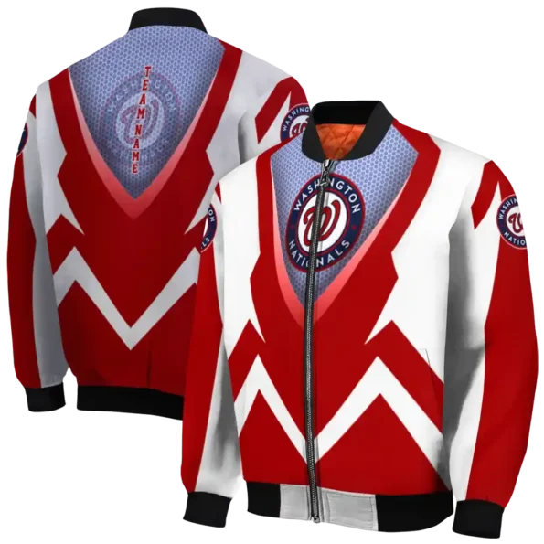 custom washington nationals v stripes red white bomber jacket fashion forward