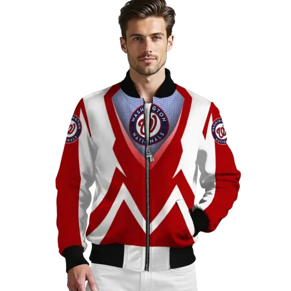 custom washington nationals v stripes red white bomber jacket high quality