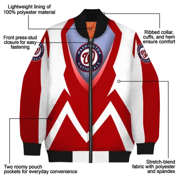 custom washington nationals v stripes red white bomber jacket new arrival