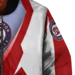 custom washington nationals v stripes red white bomber jacket best selling