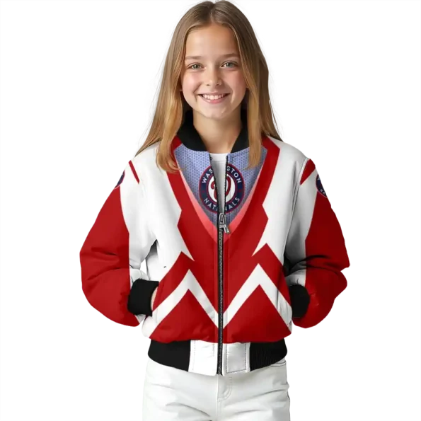 custom washington nationals v stripes red white bomber jacket top rated