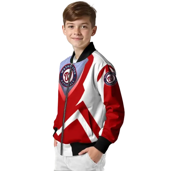 custom washington nationals v stripes red white bomber jacket trendy